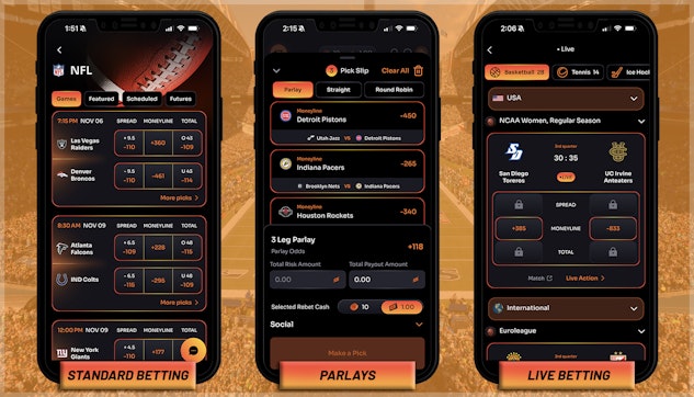 Betting features on the Rebet app