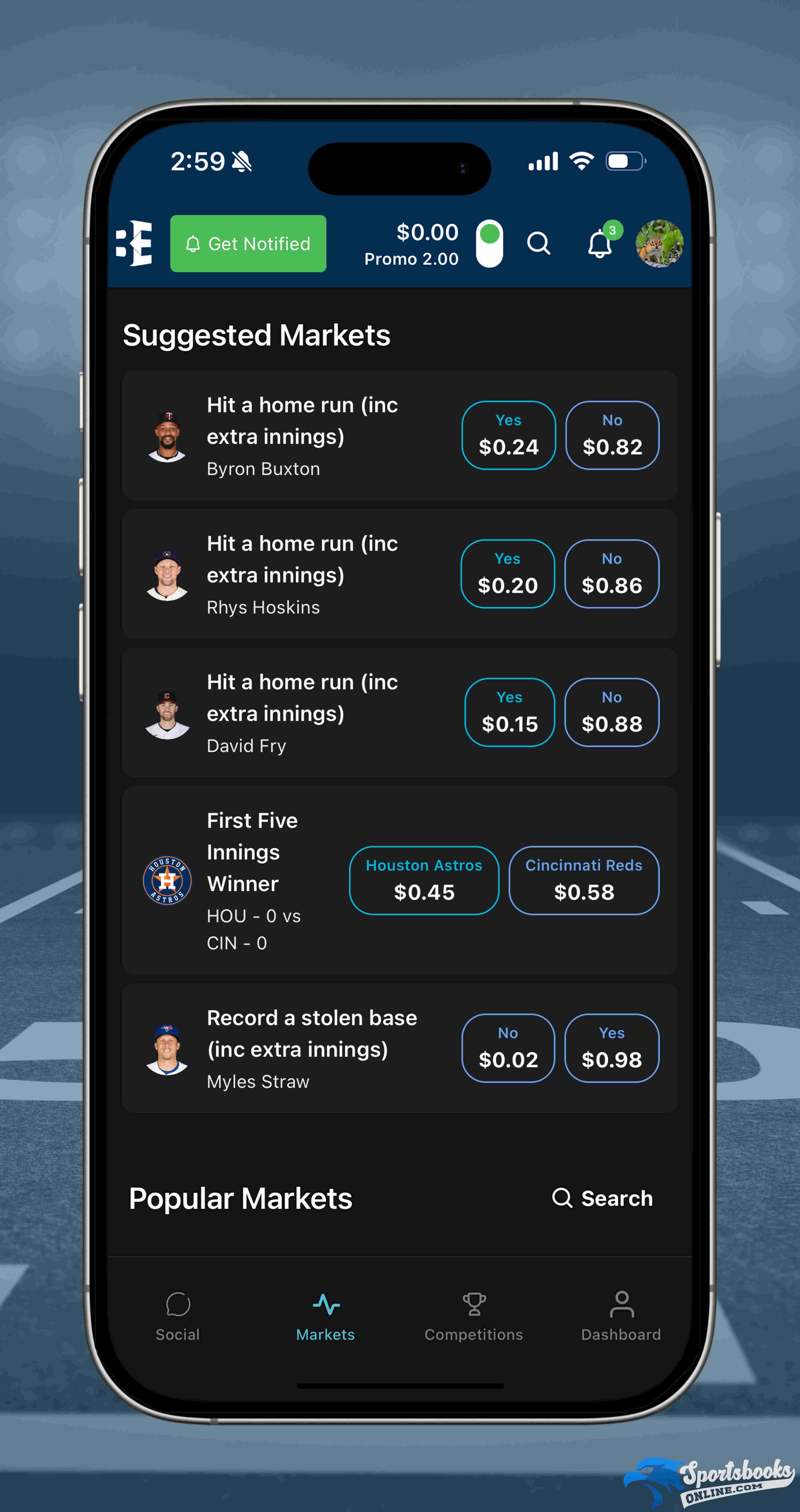 Bettor Edge suggested markets