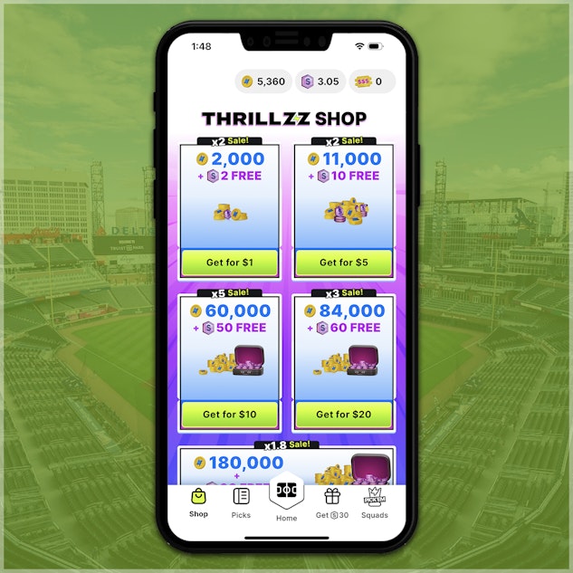 Buying Coins in the Thrillzz Shop