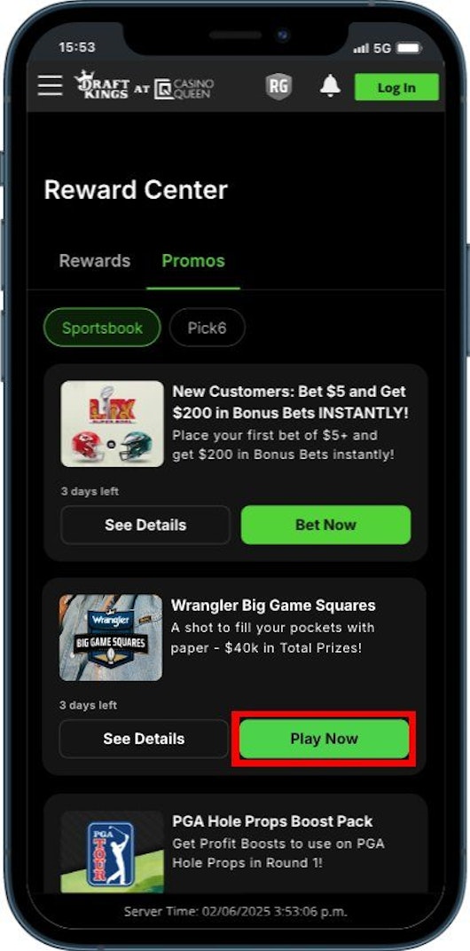 Draft Kings Wrangler Big Game Square iphone