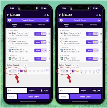 Choose between All In or Hedge payout mode