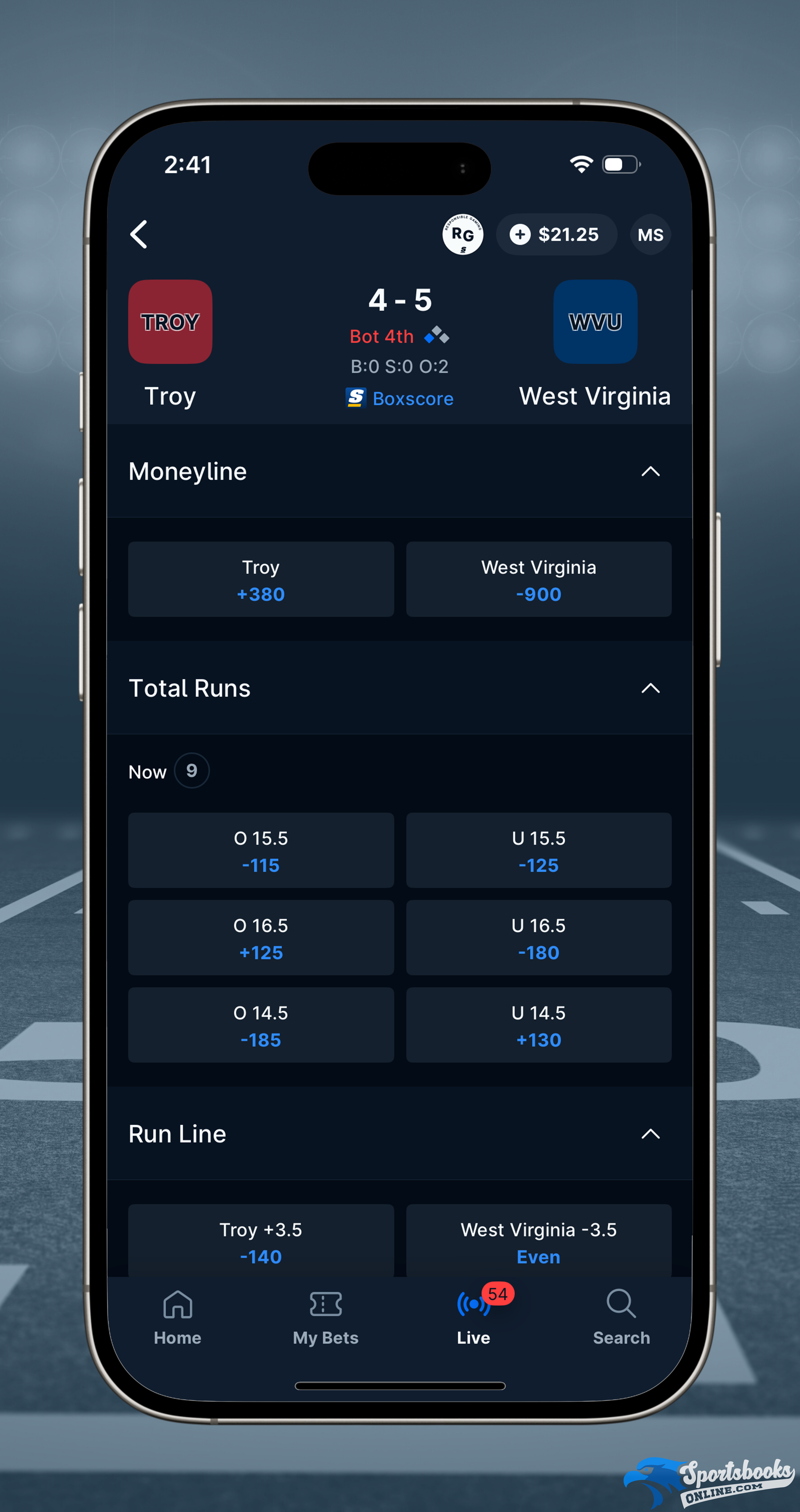 College Baseball Live Bets on theScore Bet