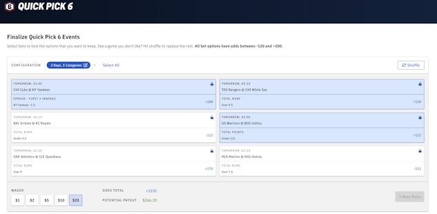 Barstool Sportsbook Quick Pick 6 2022