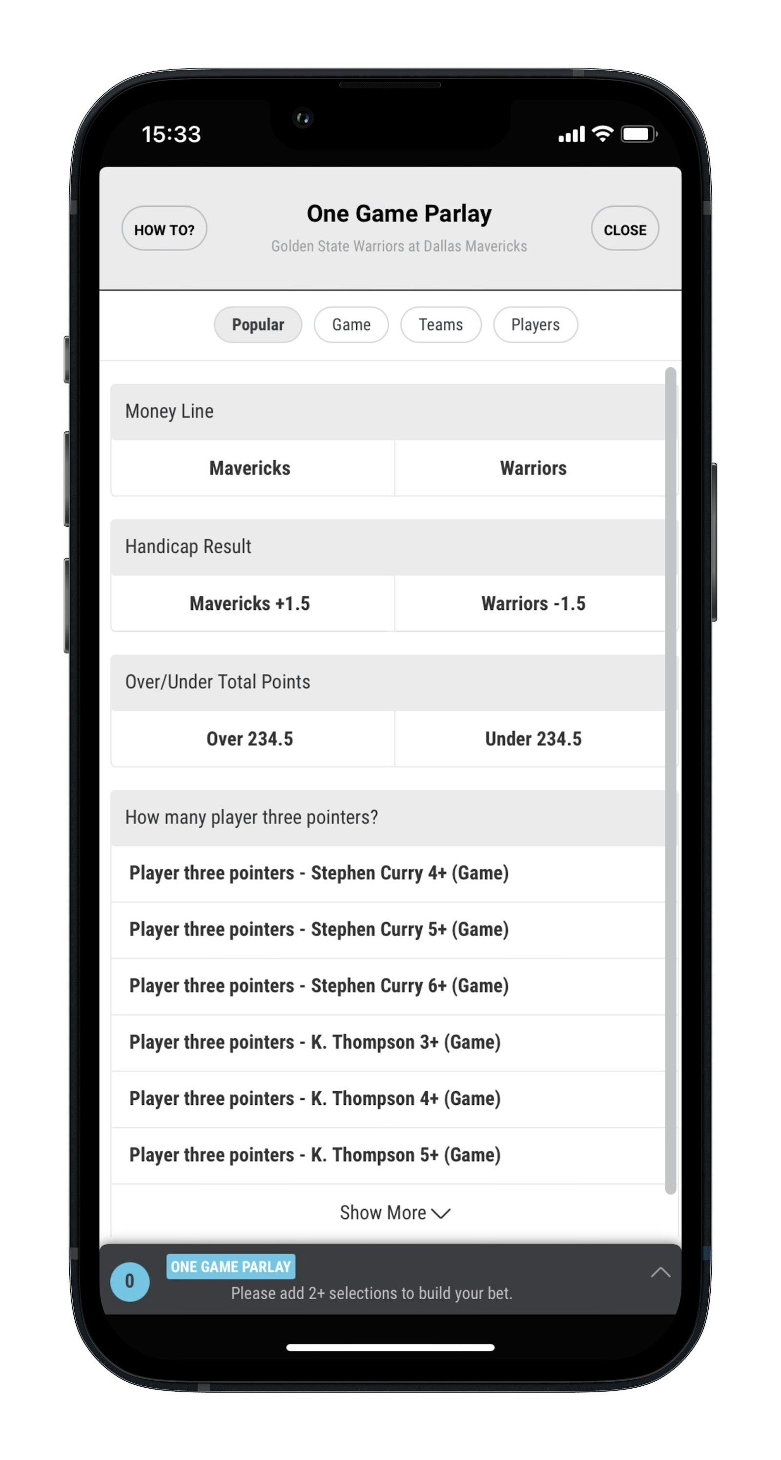 Borgata Sports One Game Parlay