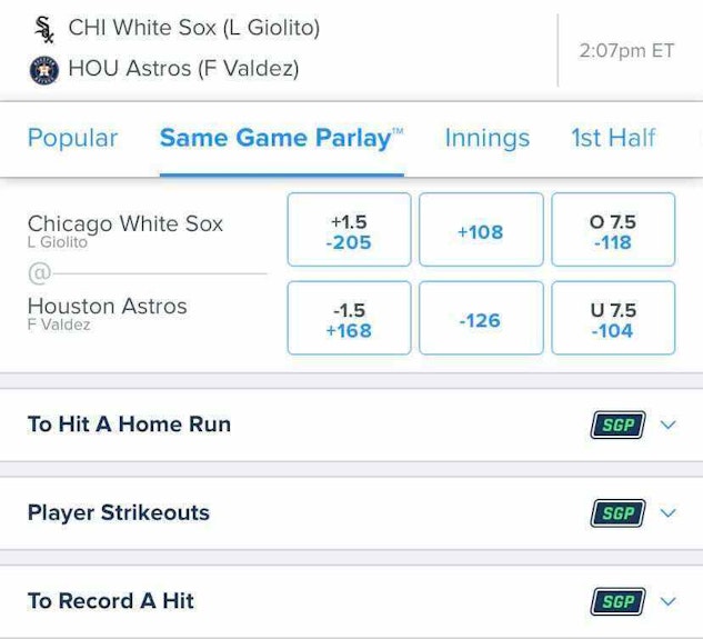 FanDuel Sportsbook Same Game Parlay