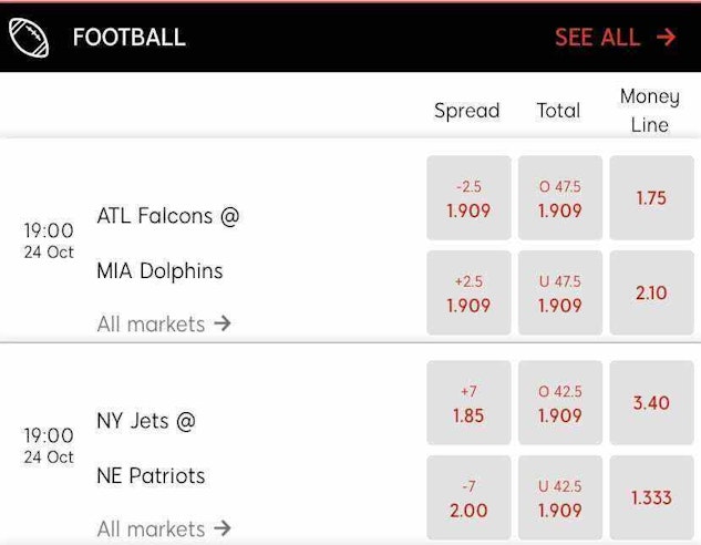 SI Sportsbook App football