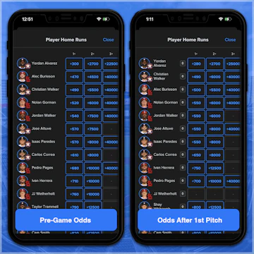 Comparing Fan Duel HR odds after first pitch