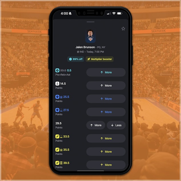 Different pick types on the Betr app