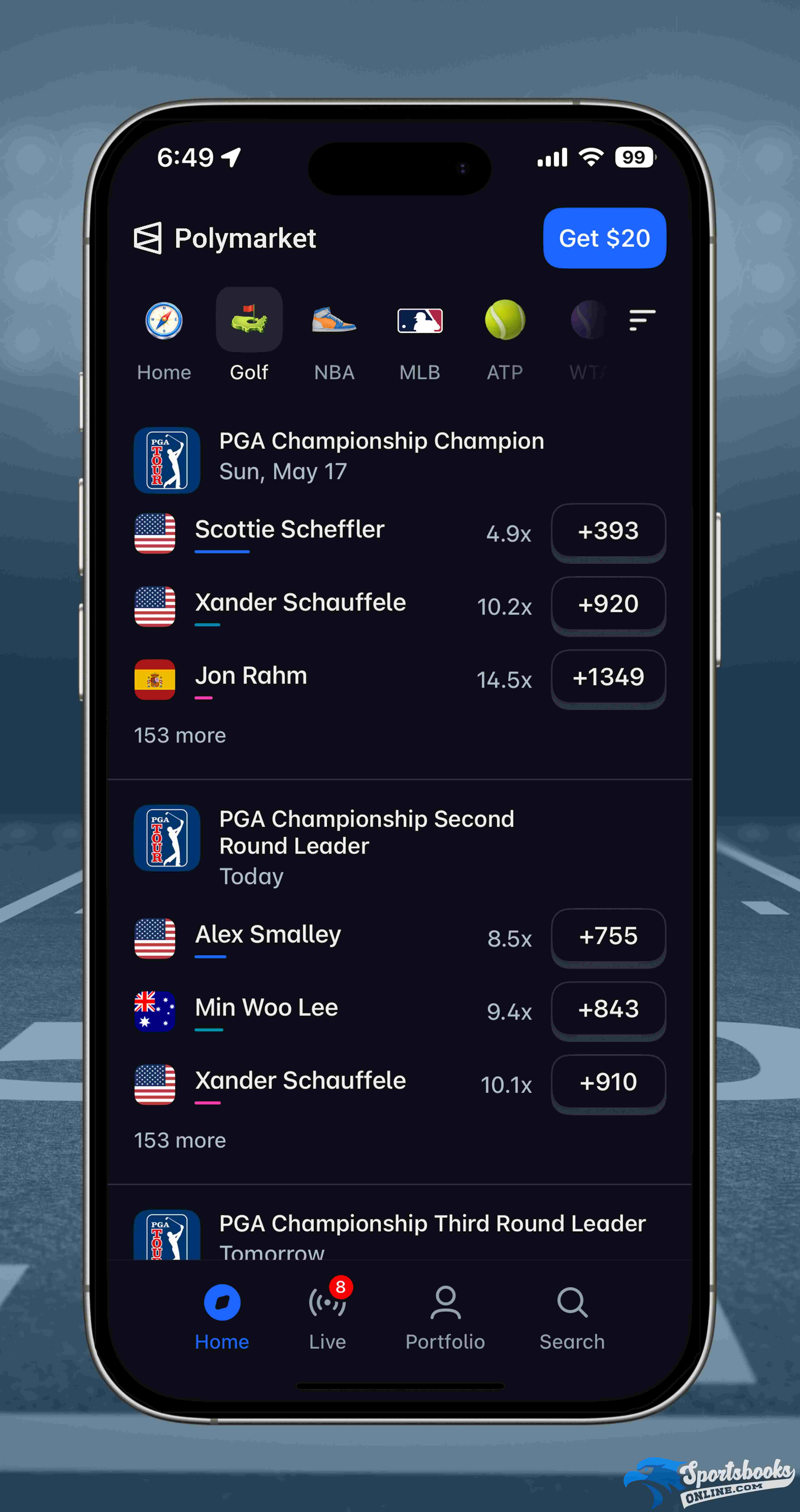 Golf picks on Polymarket