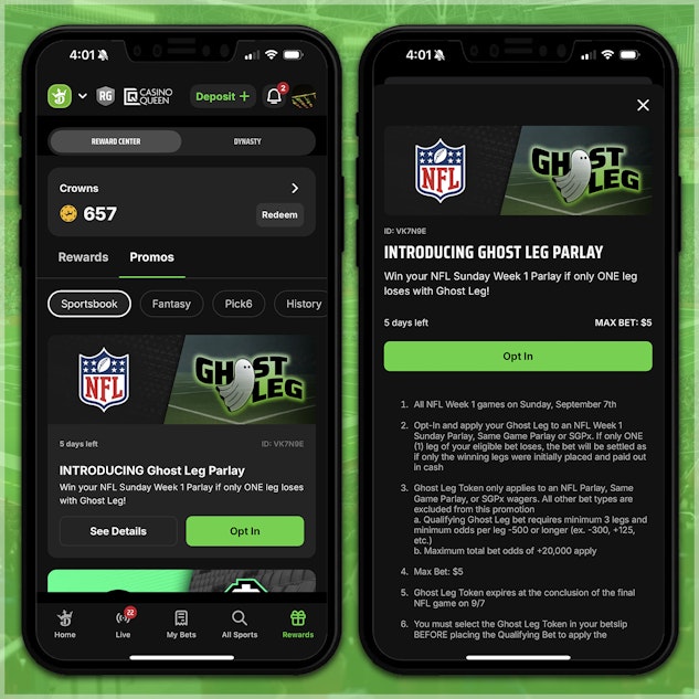 How to Opt In to Draft Kings Ghost Parlay