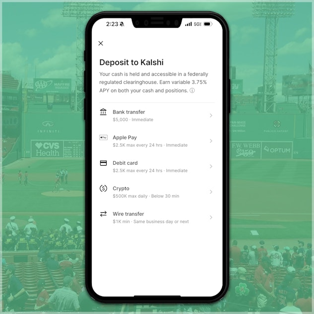 Kalshi presents five options for depositing funds