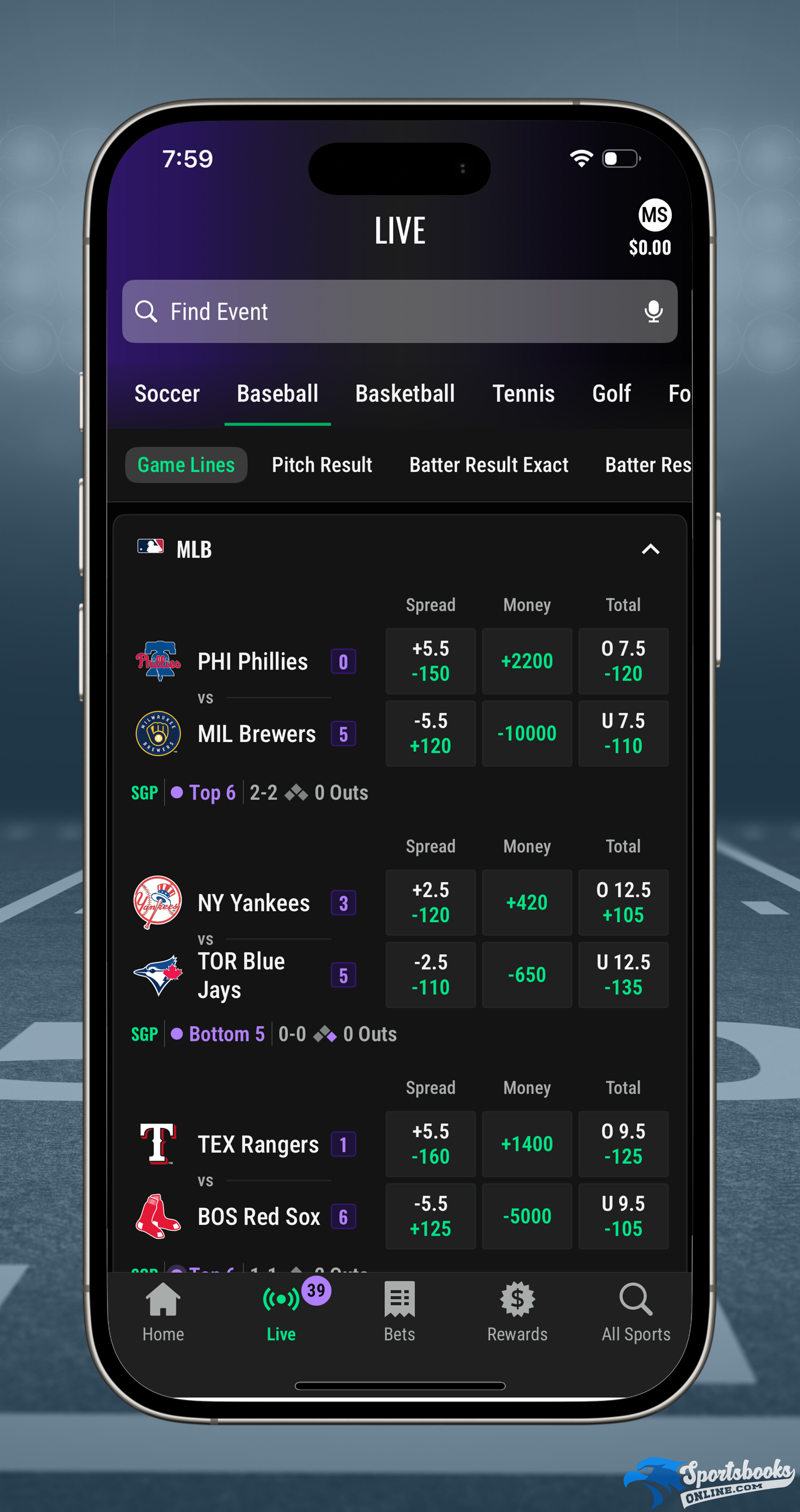 Live Betting on Caesars Sportsbook