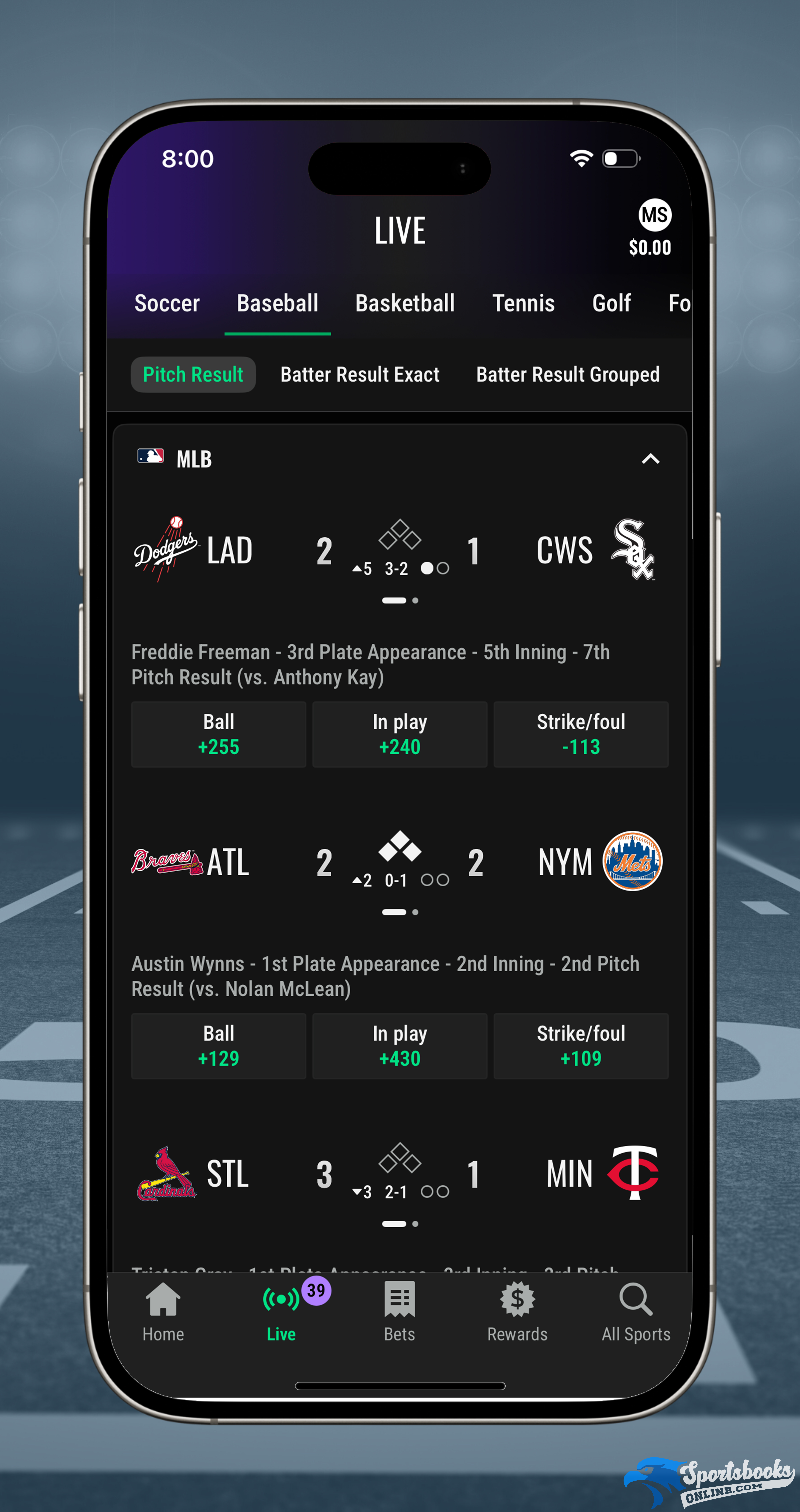 MLB Live Betting on Caesars Sportsbook