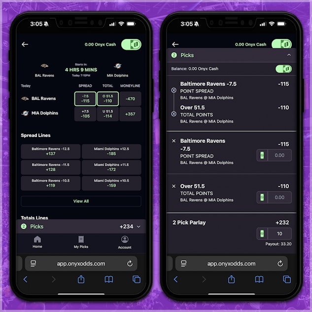 Make parlay bets on Onyx Odds