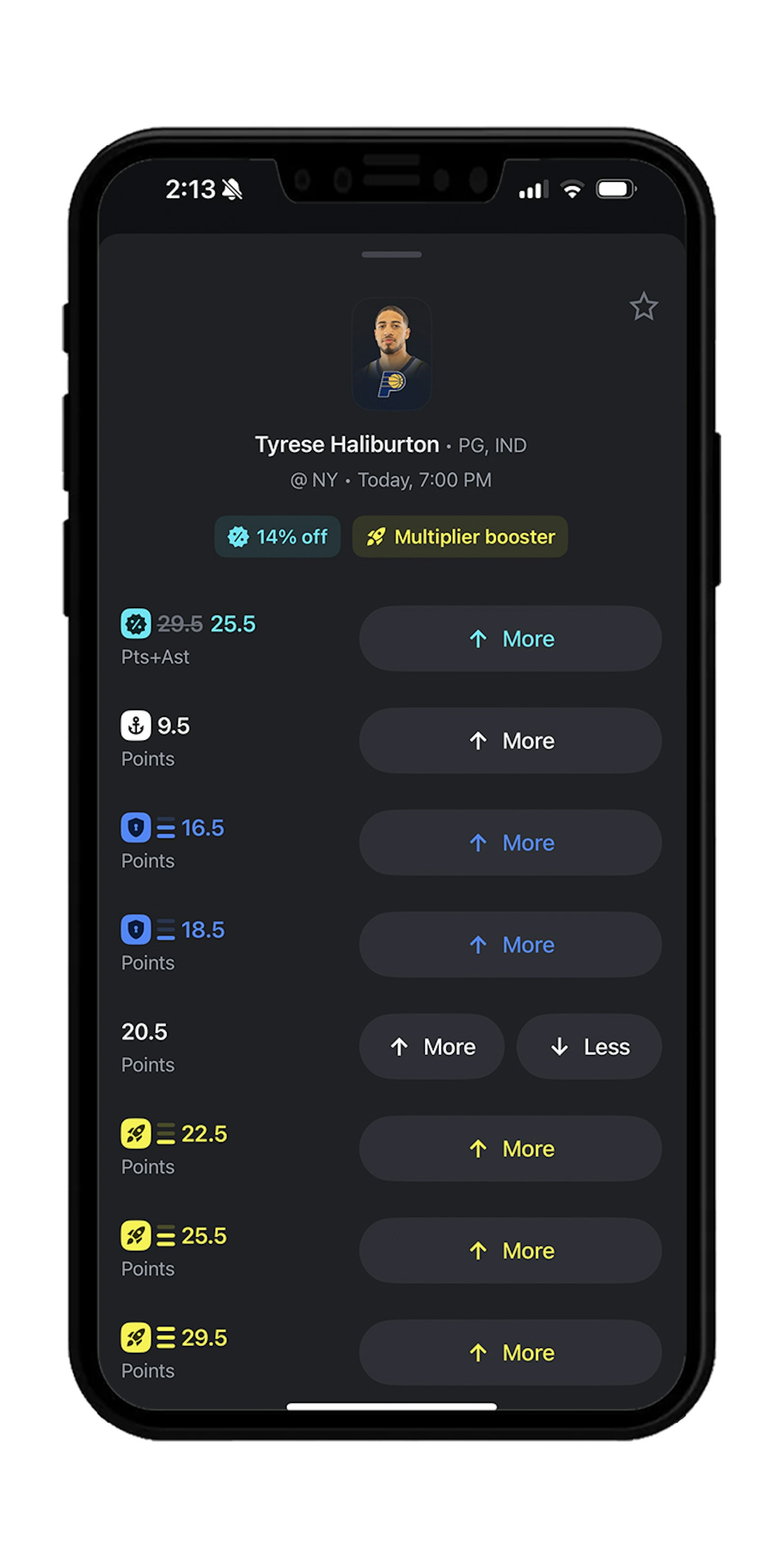 Making picks on the Betr mobile app