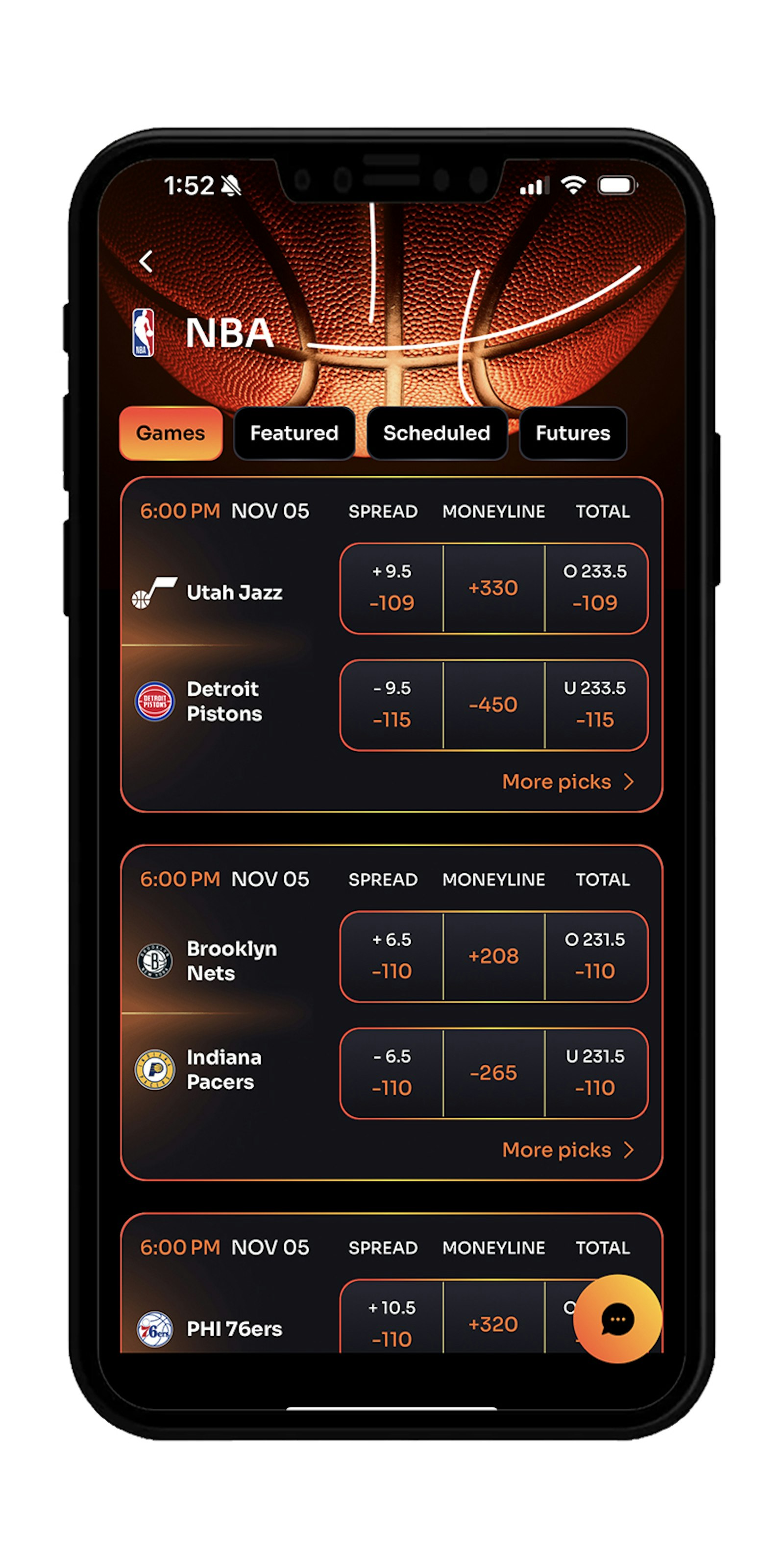 NBA betting on the Rebet app
