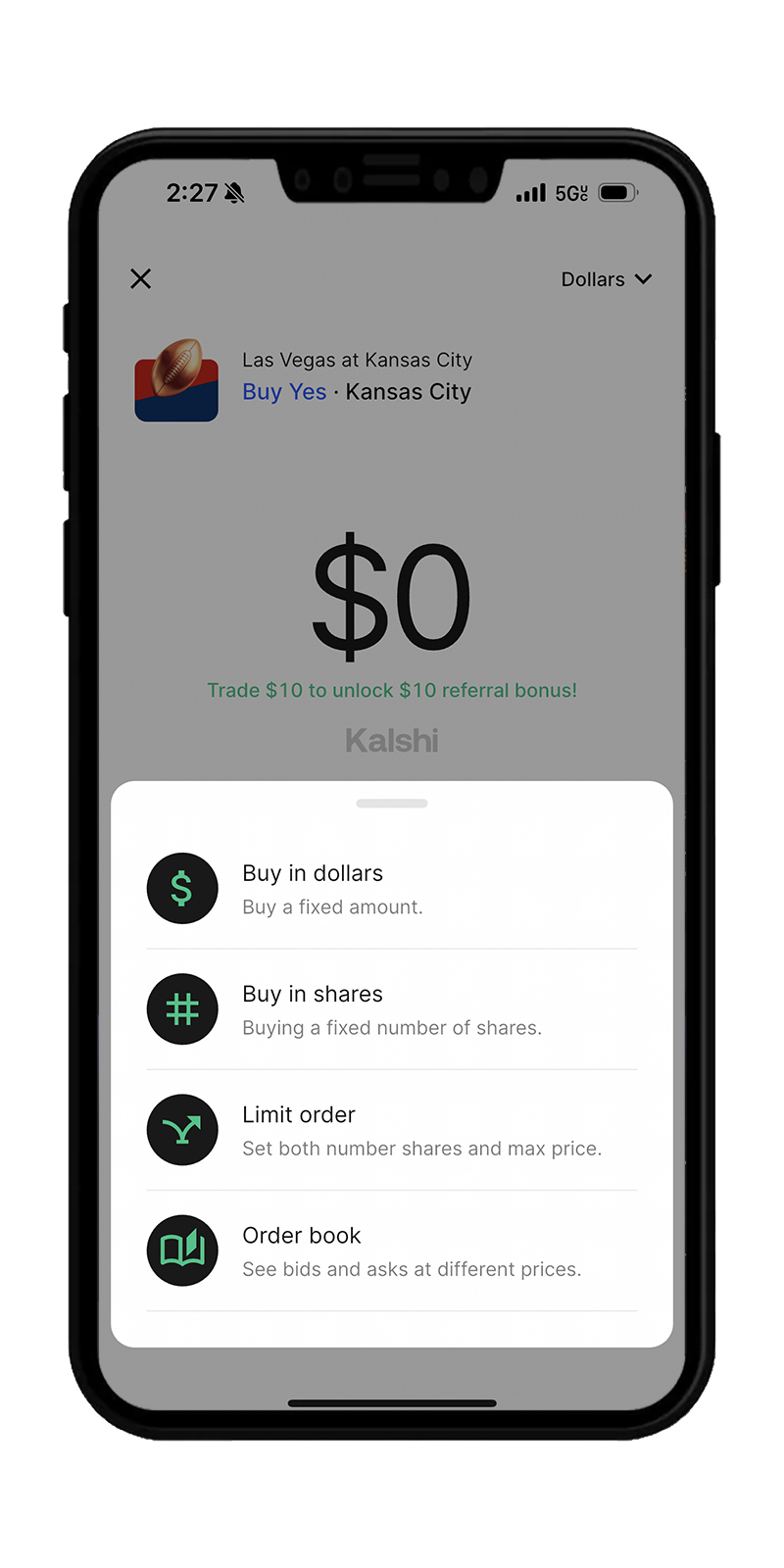 Purchase Markets in Dollars or Shares on Kalshi
