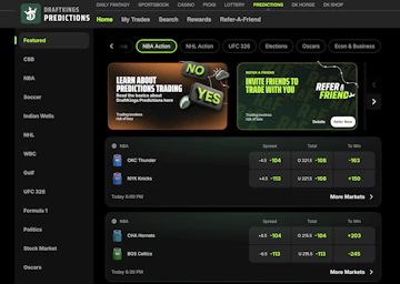 Snapshot of the Draft Kings Predictions web interface