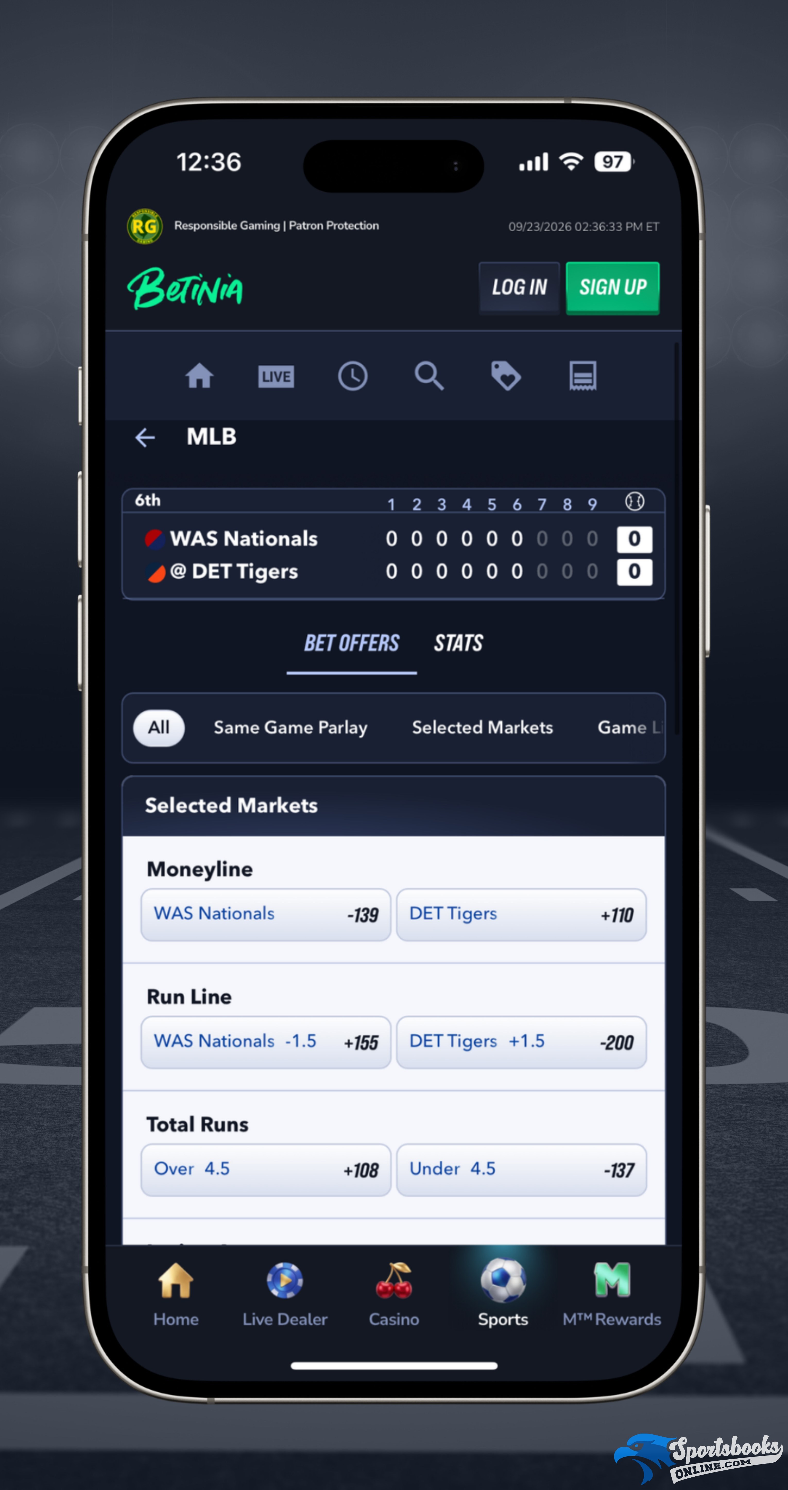Betinia Live Betting