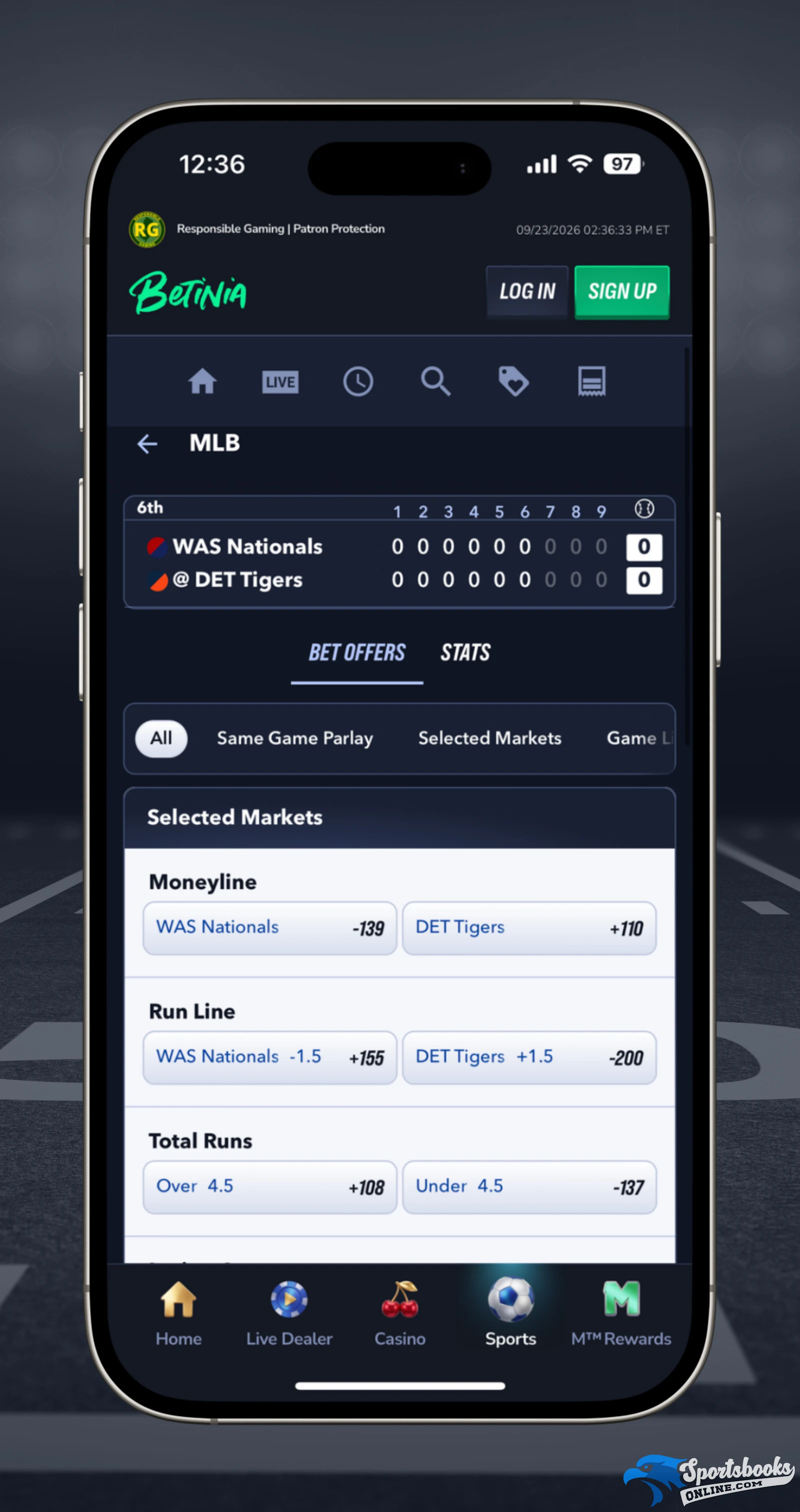 Betinia Live Betting