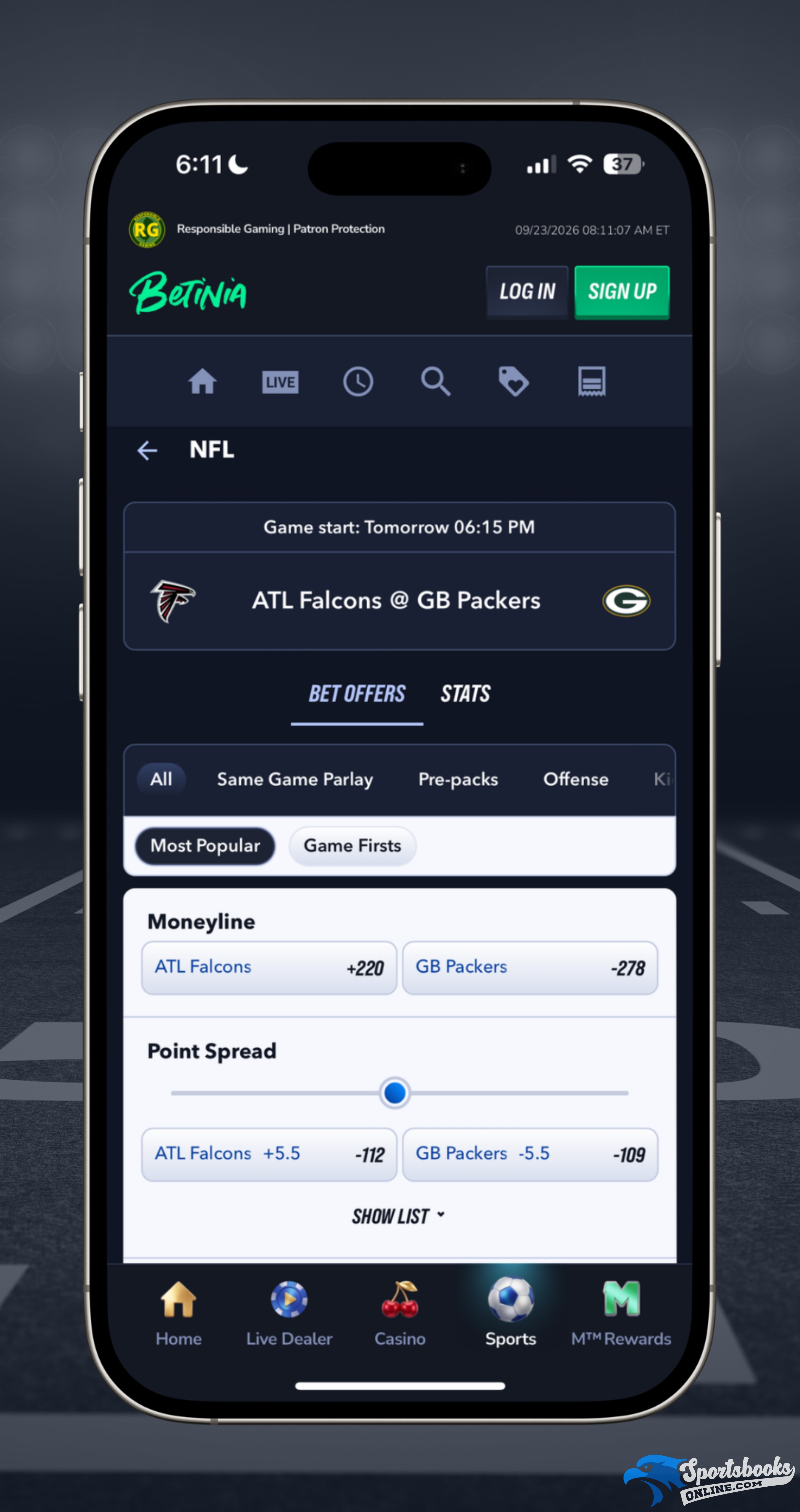 Betinia NFL Betting