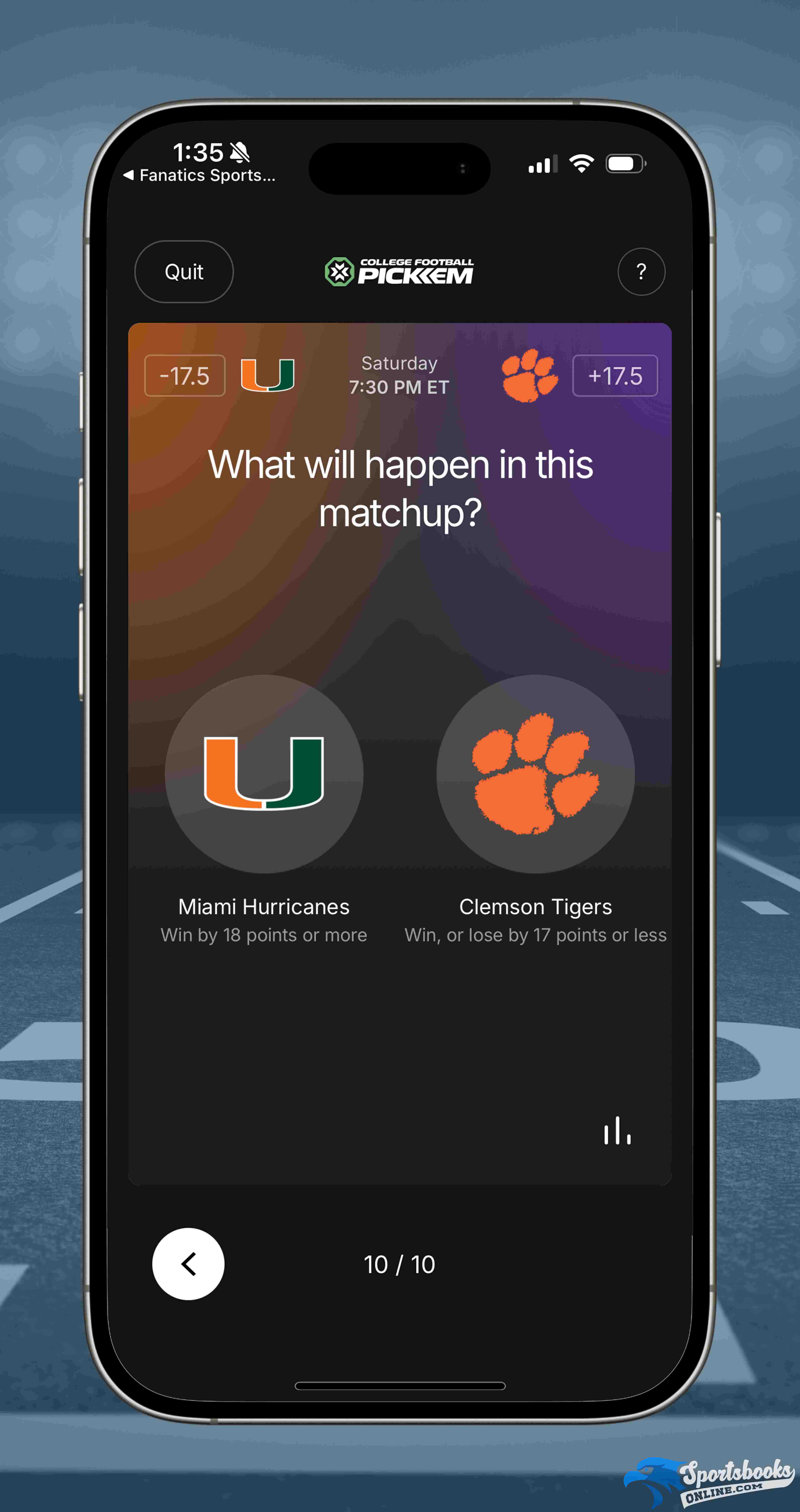 College Football Pickem Example