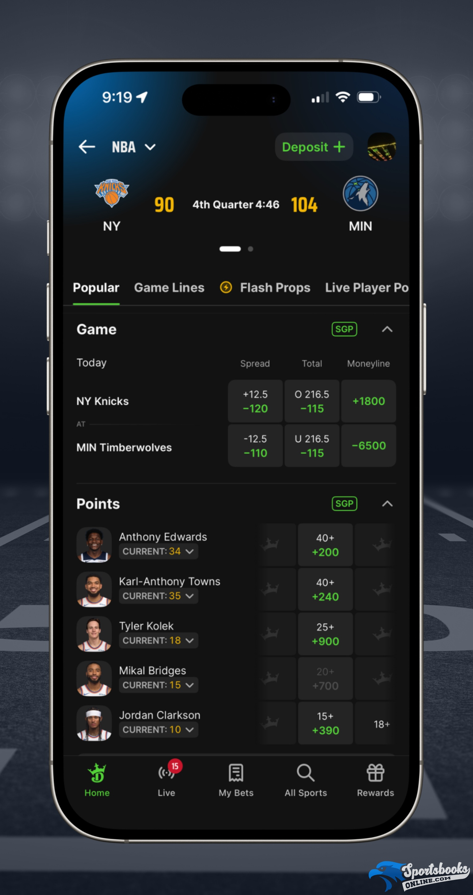 DraftKings Sportsbook Live Betting