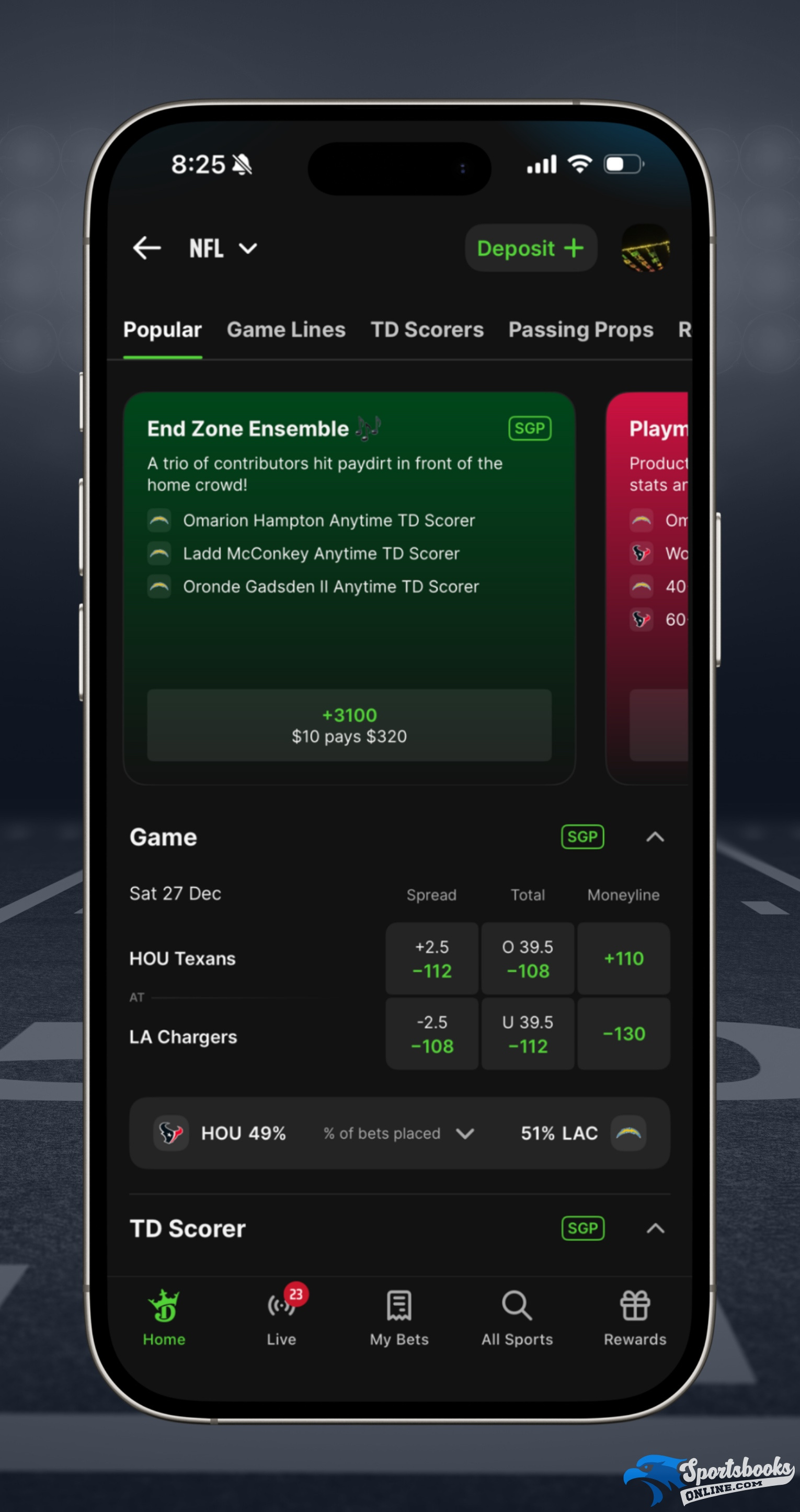 DraftKings Sportsbook NFL Betting