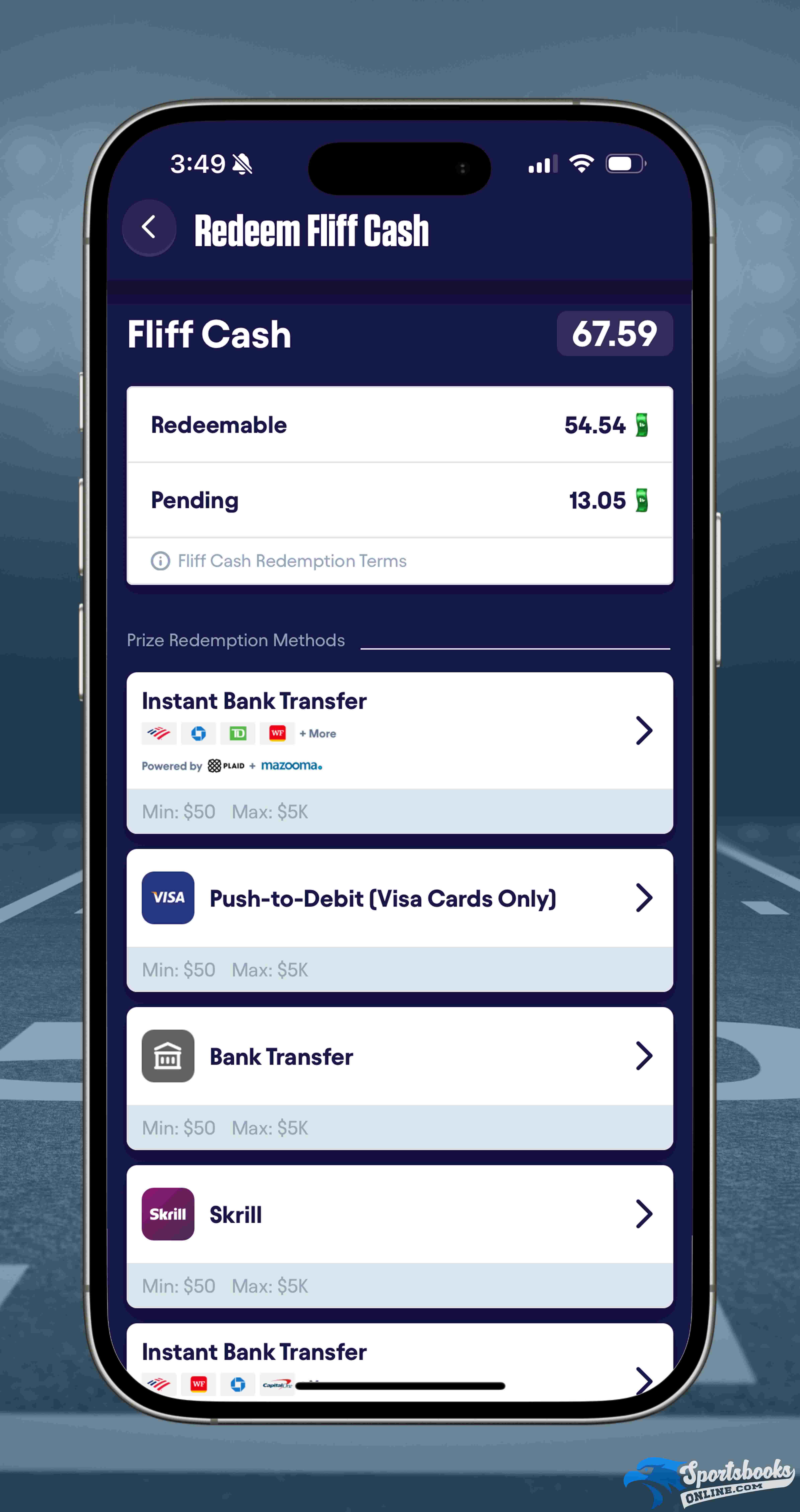 The Redeem Fliff Cash Screen