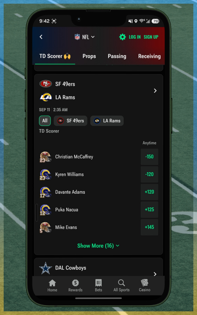 Caesars Sportsbook TD Scorers