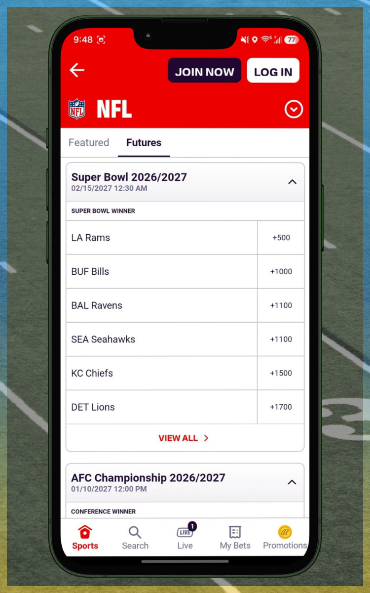 Bally Bet NFL Futures