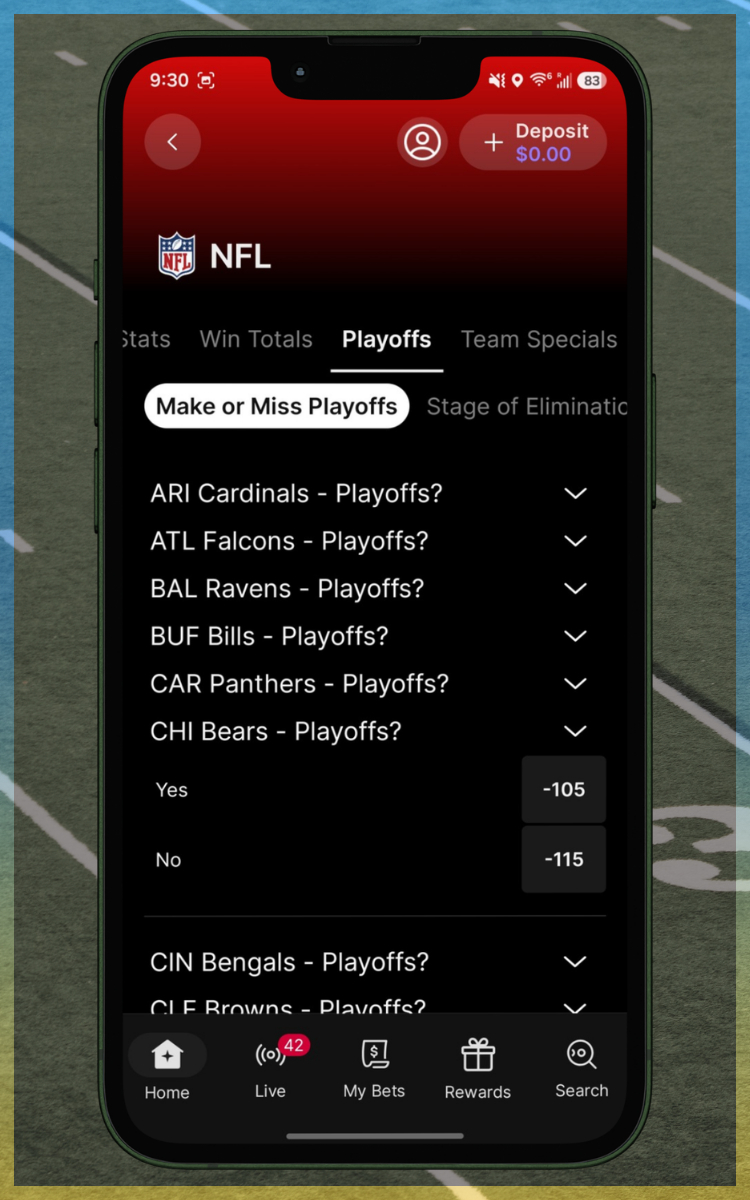 Fanatics Sportsbook NFL Playoff Futures