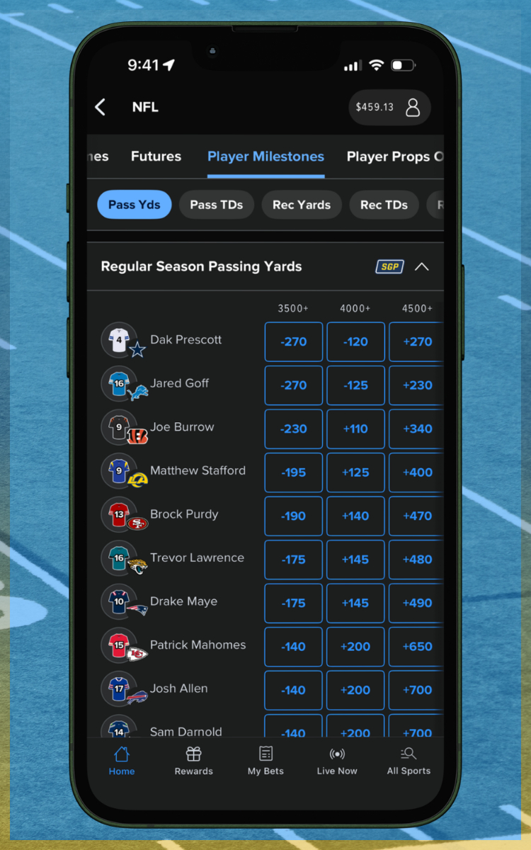 FanDuel Sportsbook NFL Player Milestones