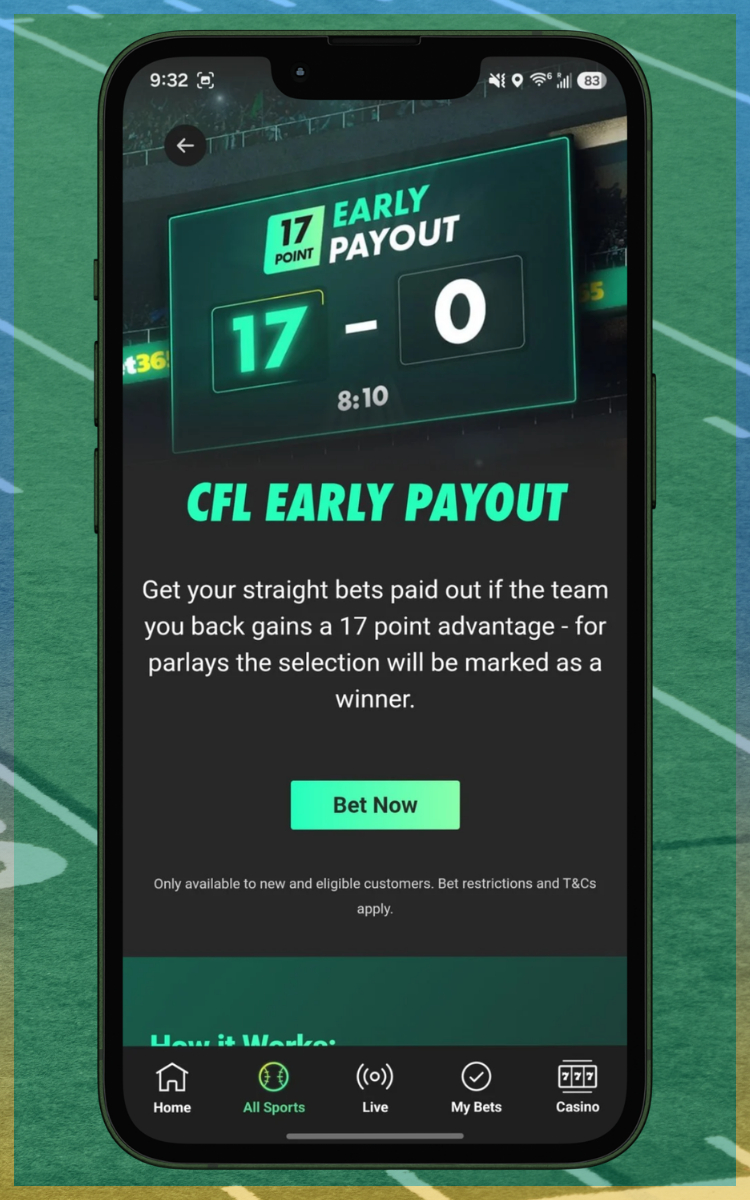 Bet365 CFB Early Payout Promo (odds accurate at time of publishing)
