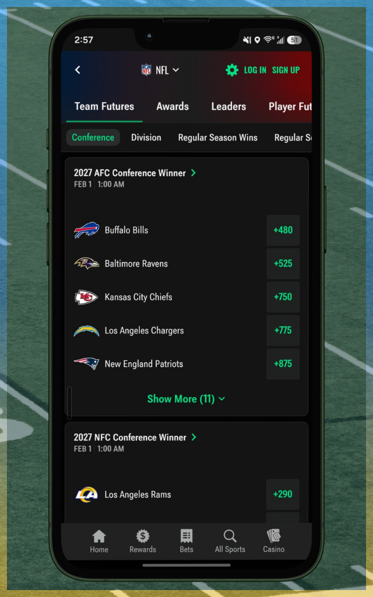 Caesars Sportsbook NFL Conference Futures