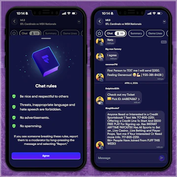 Snapshot of Fliffs in app chat feature