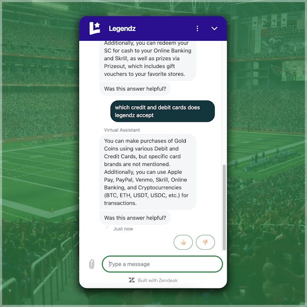 Snapshot of Legendz AI chat bot