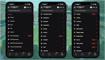 Snapshot of available sports on ESPN Bet