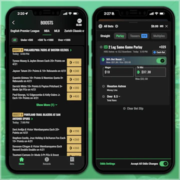 Snapshot of bet boosts on the Caesars Sportsbook app