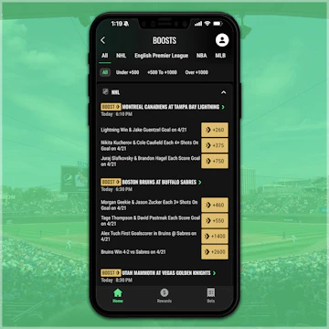 Snapshot of boosted bets on Caesars Sportsbook