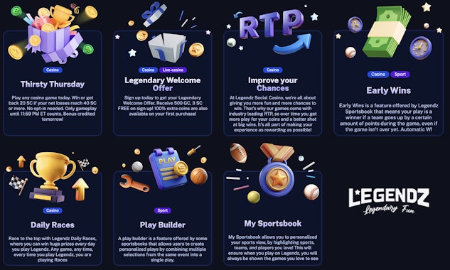 Snapshot of promotions on Legendz sportsbook