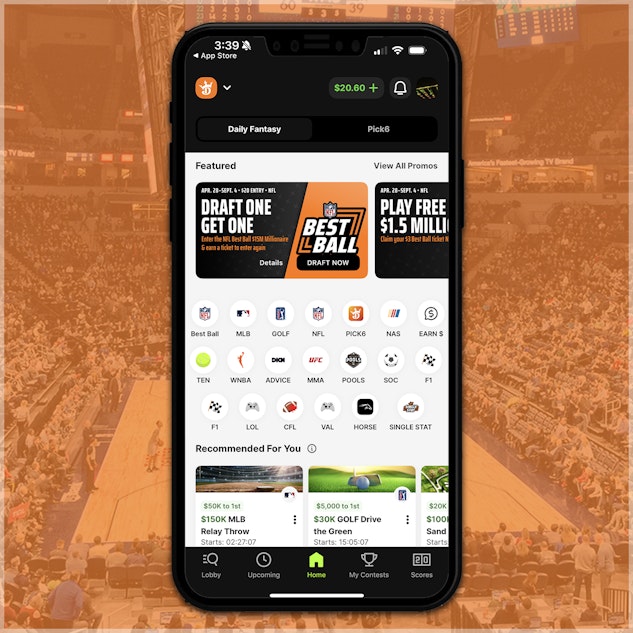 Snapshot of sports available on Draft Kings DFS
