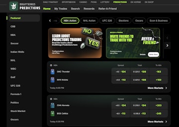 Snapshot of the Draft Kings Predictions web interface