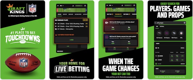Snapshot of the Draft Kings Sportsbook mobile app