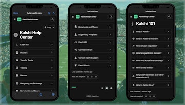 Snapshot of the Kalshi Help Center