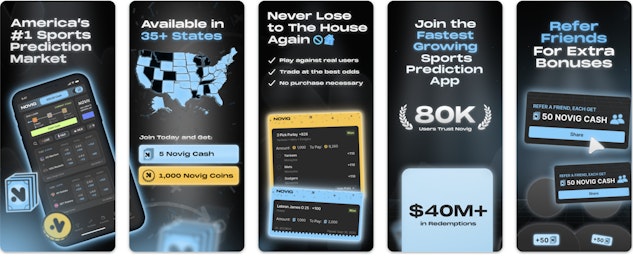 Snapshot of the Novig mobile app
