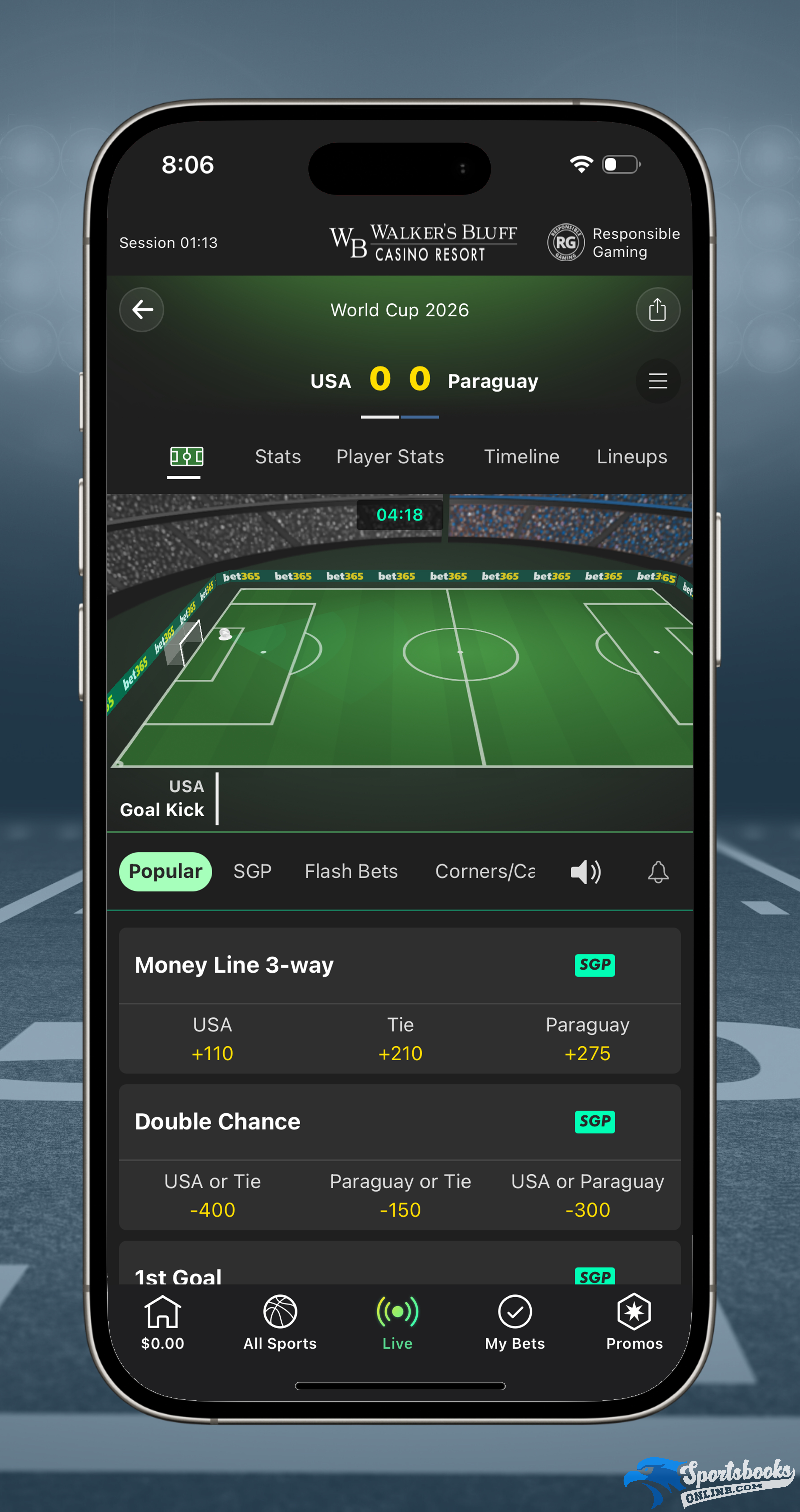 Soccer Live Betting on Bet365