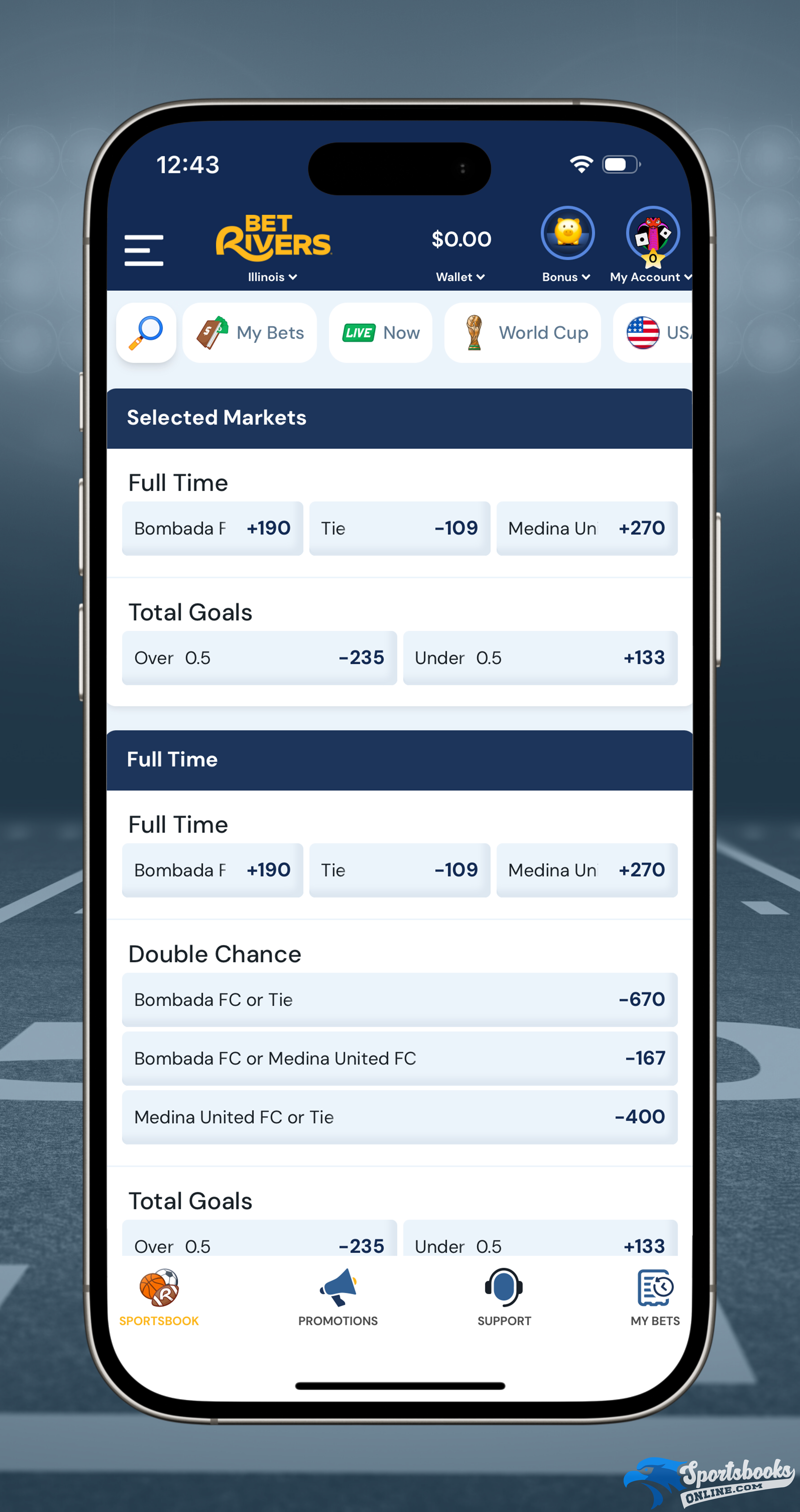 Soccer Live Betting on BetRivers