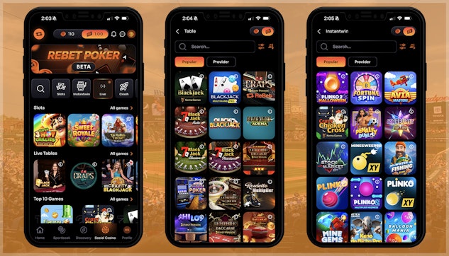 Social casino on the Rebet app