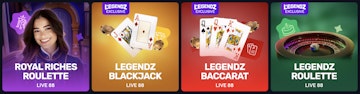 Some of the casino games available on Legendz